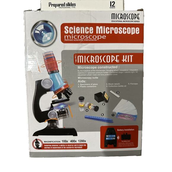 Little World Science Microscope with 100X 400X and 1200X 12 Prepared Slides - Picture 4 of 4